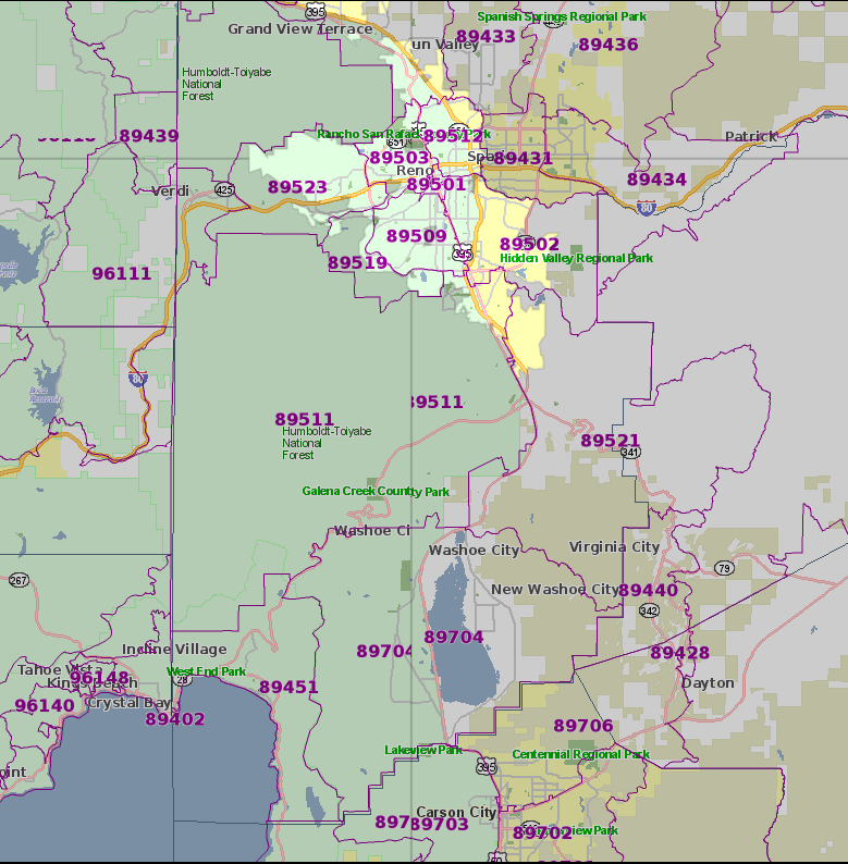 Northern Nevada Zip Code Map - Emalia Mireielle